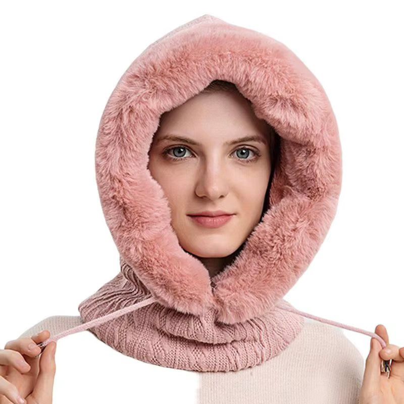 Women 3 In1 Knitted Caps Winter Warmer Unisex Hooded Hat Neck Collar Scarf Cap for Men&Women Ski Beanie Hats Cold Hat Balaclava