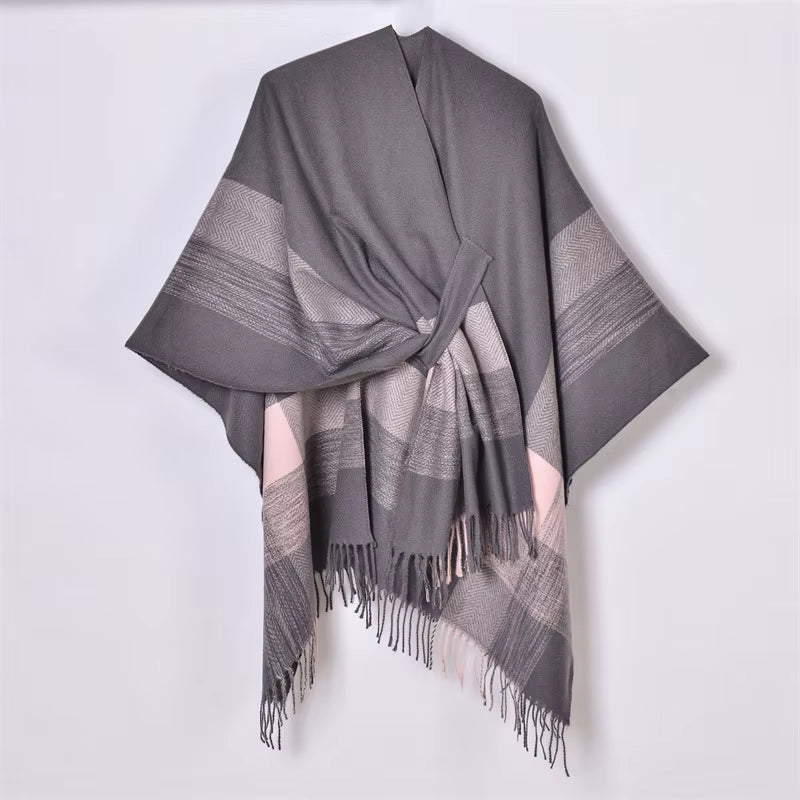 Women'S Elegant Shawl Wraps Soft Open Front Poncho Cape for Autumn Winter Solid Color Tassel Scarf Shawls Cloak Bufanda Pashmina