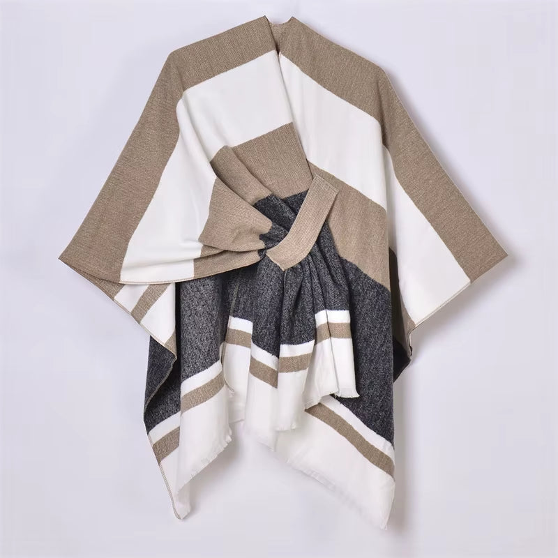 Women'S Elegant Shawl Wraps Soft Open Front Poncho Cape for Autumn Winter Solid Color Tassel Scarf Shawls Cloak Bufanda Pashmina