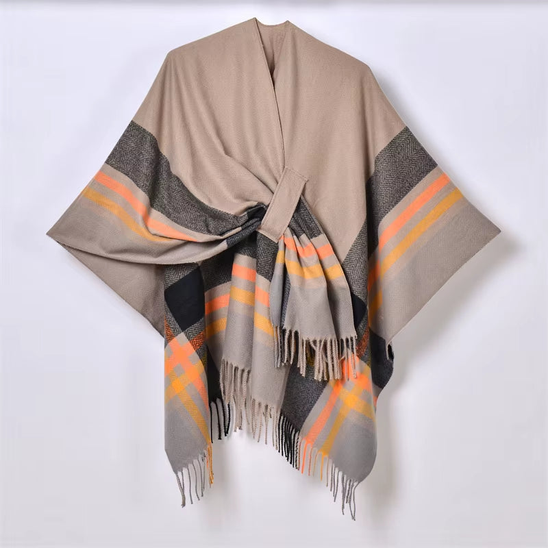 Women'S Elegant Shawl Wraps Soft Open Front Poncho Cape for Autumn Winter Solid Color Tassel Scarf Shawls Cloak Bufanda Pashmina
